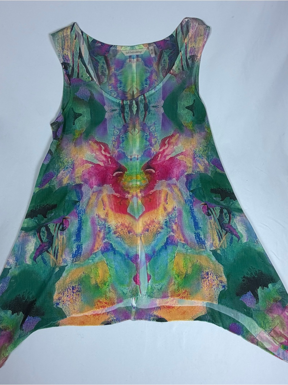 Soft Surroundings Multicolor Watercolor Sleeveless Tunic Tank